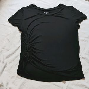 Black short sleeved shirt with side ruching
